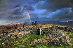 Rainbow Over The Lakeland Fells , Cumbria , England