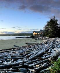 Wickaninnish Centre And Beach At Pacific Rim National Park Reserve , Vancouver Island . British Columbia Canada