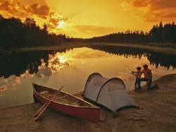 Father And Son Fishing , Whiteshell Provinncial Park , Manitoba , Canada