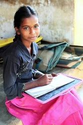Village Girl At School In Andhra Pradesh India