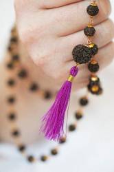 Hand Holding Rudraksha Beads Shallow DOF