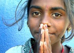 Indian Girl Greeting With Prayer Hands