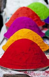 Plates Of Coloured Powder Portrait Shallow DOF