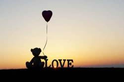 Love Bear Heart Balloon At Sunrise Landscape