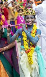 Indian Boy Plays Krishna In Parade
