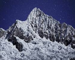 Nevado Alpamayo From The South By Moonlight