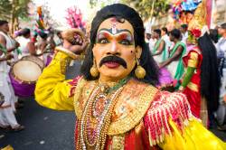 Classical Indian Dancers At The Adoor Gajamela Festival . Adoor , Kerala , India