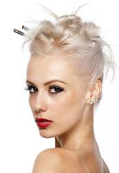 Portrait Of Pretty Young Woman With Blond Hair Against A White Background