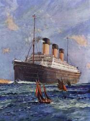 RMS Majestic, Caption Reads: ’The Majestic, The World’s Largest Liner (56,000 Tons)’Painting By Charles Dixon, 1922. (8 December 2024 - 12 September 2024) British Maritime Painter.