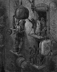 Warehousing In The City. Engraving By Gustave Dore From ’London, A Pilgrimage, By Gustave Dore And Blanchard Jerrold’, 1872.