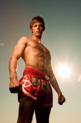 Massive Kickboxer Fighter Posing - Portrait With Sun Backlight