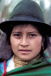 Young Girl Salasaca Girl, Ecuador, South America, Wearing Traditional Clothing & Hat