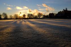 Sun Rises Over Parade Grounds , Fort Worden State Park , Port Townsend , Washington , USA