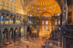 Interior, Looking Down In Hagia Sophia, Istanbul
