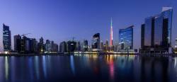 Dubai Business Bay , With Burj Khalifa In UAE Colors . . .
