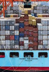Shipping Containers Being Stacked On A Cargo Ship, Rijeka, Croatia