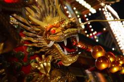 The Famous Chinese Dragons On The Jumbo Floating Restaurant, Aberdeen, Hong Kong, China.