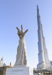 The Three-finger Salute By His Highness Sheikh Mohammed Bin Rashid Al Maktoum. It Symbolises WIN VICTORY LOVE