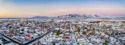 Top View Of Homes, And Roads In The Winter, Reykjavik, Iceland. This Image Is Shot With A Drone.