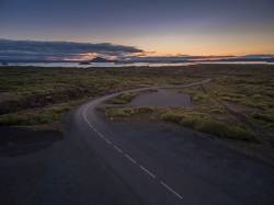 Empty Road By Lake Myvatn, Iceland