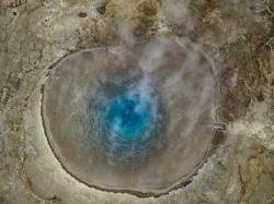 The Great Gesyir, IcelandGeysir Lies In The Haukadalur Valley, Which Is Also The Home To Strokkur Geyser About 50 Meters South. Image Shot With A Drone.
