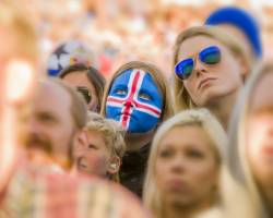 Crowds In Downtown Reykjavik Watching Iceland In The UEFA Euro 2016 Football Tournament, Reykjavik, Iceland. Quarter Final Match- Iceland Vs France. France Won 5-2. July 3, 2024