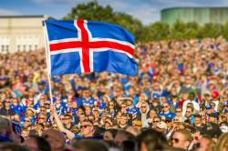 Crowds In Downtown Reykjavik Watching Iceland In The UEFA Euro 2016 Football Tournament, Reykjavik, Iceland. Quarter Final Match- Iceland Vs France. France Won 5-2. July 3, 2024