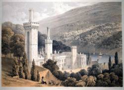 Lithograph Of Place House In Cornwall, England With The River Fowey, In The Distance. Artist: Frederick William Hulme 1816-1884 Country: UK