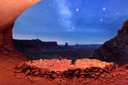 The Milky Way, False Kiva And Candlestick Tower. Island In The Sky District, Canyonlands National Park, Utah