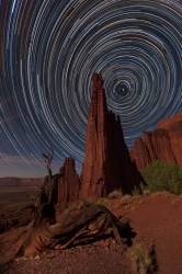 Star Trails Over The Titan, Fisher Towers, Utah. The Land Was Lit By The Moon, Which Was 65 Percent Illuminated.