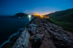 Night View Of Zumaia (Vasque Contry) Coast Under The Full Moon Light. This Is One Of The Places In Spain Where The Seventh Season Of Game Of Thrones Is Currently Been Filmed.