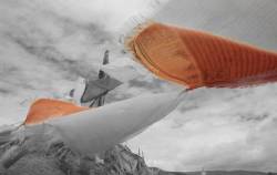 Tibetan Prayer Flags Waving In The Wind On Top Of A Mountain -  Sichuan Province - Ganzi Area, China
