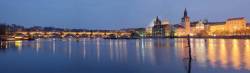 View Of The Charles Bridge And The Old Town Over The River Vlatva From The Island St?elecký Ostrov, Prague, Czech Republic
