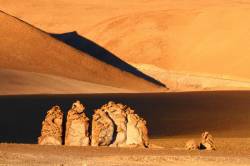 Moais De Tara / Los Monjes De La Pacana Rock Formation At Sunrise, Los Flamencos National Park, Region II , Chile
