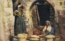 Peasant Women Baking Bread, Syria. 20th Century Postcard.