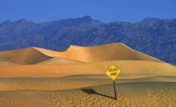 The End Of The Road In The  Sand Dunes Of Death Valley National Park In California