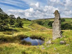 Providence Mine Shaft And Remains Of The Engine House Greenhow Pateley Bridge Nidderdale AONB Yorkshire England