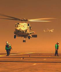 031026 N 4768w 868 Pacific Ocean ( Oct 26 , 2003 ) An Hh 60h Seahawk Takes Off From The Flight Deck Of Uss John C Stennis ( Cvn 74 ) As An Sh 60f Seahawk Prepares To Land Under Smoke Filled Skies From Nearby San Diego County Firestorms The Seahawk Helicopters Are Assigned To The " Black Knights " Of Helicopter Anti Submarine Squadron Four ( Hs 4 ) Stennis And Her Embarked Carrier Air Wing Fourteen ( Cvw 14 ) Are At Sea Conducting Composite Training Unit Exercise ( Comptuex ) In Preparation For An Upcoming Deployment The Multiple Fires Have Burned More Than 300 , 000 Acres Of Land And This Catastrophic Event Is Considered One The States Deadliest Blazes In More Than A Decade Us Navy Photo By Photographers Mate 3rd Class Joshua Word ( Released )
