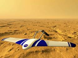 Ares Martian " Scout " Aircraft Seen In This Artists Rendering , Flying Over The Martian Landscape