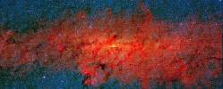 The Spatial Infrared Imaging Telescope , SPIRIT III , Was The Primary Instrument For Gathering Mid Infrared Data During The Midcourse Space Experiment ( MSX ) Mission One Of The Main Targets For MSX And A Fascinating Target For 2MASS Is The Galactic Center This Image Is A Composite Of 2MASS J ( Blue ) , Ks ( Green ) , And MSX Band A ( 6 11 µm Red ) Imaging Of This Region ( The 2MASS Image Mosaic Has Been Binned To 2 2 Pixels ) The Galactic Plane Runs Horizontally Along The Image , And The Galactic Center Is The Bright ( Yellow ) Object Near The Middle The Infrared Can Peer Through The Dense Obscuring Dust That Hides The Galactic Center In The Optical The Near Infrared Is Sensitive To The Photospheric Emission From The Very Large Number Of , Particularly Cooler , Stars Seen Toward This Region , And Also Gives Us A Glimpse Of The Mass Of Stars And Gas That Comprise The Very Center Of The Milky Way The Mid Infrared Is Ideal For Measuring The Thermal Emission From The Cool Dust In Nebular Ionized ( H II ) Regions And Molecular Clouds , Producing The Extended Clumpy And Filamentary Emission Surrounding The Center Although MSX Band A Is Still Sensitive To Stellar Emission , The Cool Extended Emission Becomes Apparent , Relative To The 2MASS Bands , And The Galactic Center Becomes More Obvious Even With The Penetrating Power Of These Infrared Wavelengths , However , Large Holes Can Be Seen Throughout The Image , Where No Emission In Any Of These Bands Can Emerge From Objects Behind The Dark Dust 2MASS Image Mosaic And 2MASS MSX Image Combination By E Kopan ( IPAC )