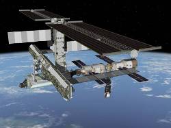 Computer Generated Artists Rendering Of The International Space Station Following Scheduled Activities Of June 15 , 2005 This Angle Shows The Port Side Of The Orbiting Complex Progress 17 Resupply Vehicle Undocks From The Aft End Of The Zvezda Service Module Soyuz 10 Remains Docked To Pirs ( June 2005 )