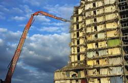 Demolition Of Flats In Langley , Slough , Berkshire , England October 2005