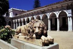 Statue Of Lion Outside Palacio Vergara In Quinta Vergara Gardens , Vina Del Mar , Chile