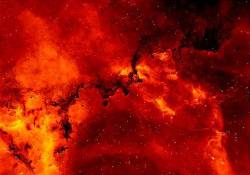 At The Edge Of A Large Molecular Cloud In Monoceros , Some 3 , 000 Light Years Away , Dark Filaments Of Dust Are Silhouetted By Luminous Hydrogen Gas The Close Up View Of The Rosette Nebula Dramatically Suggests That Star Formation Is An On Going Process In The Region , With Dark Filaments Sculpted By Winds And Radiation From Hot , Young Stars Ultraviolet Radiation From The Young Stars Also Strips Electrons From The Surrounding Hydrogen Atoms As Electrons And Atoms Recombine They Emit Longer Wavelength , Lower Energy Light In A Well Known Characteristic Pattern Of Bright Spectral Lines At Visible Wavelengths , The Strongest Emission Line In This Pattern Is In The Red Part Of The Spectrum And Is Known As " Hydrogen Alpha " Or Just H Alpha Part Of IPHAS , A Survey Of H Alpha Emission In Our Milky Way Galaxy , This Image Spans About 25 Light Years