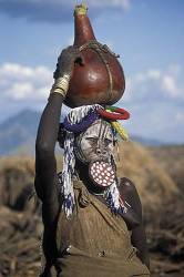 Mursi Woman With Lip Plate , Mago National Park , South Omo Valley , Ethiopia