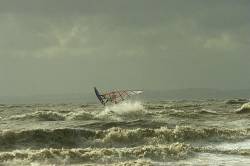 Windsurfer Jumping At Weston Super Mare , England