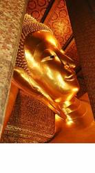 The Giant Reclining Gold Buddha , Wat Pho Temple , Bangkok , Thailand