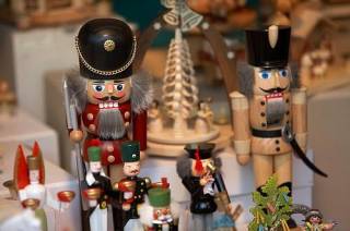  wooden toy soldiers on a stall in the christmas market Berlin Germany 