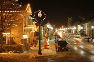  Christmas lights along a street in a small town 