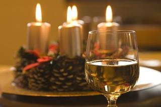  Advent Christmas candles alight on table in home 